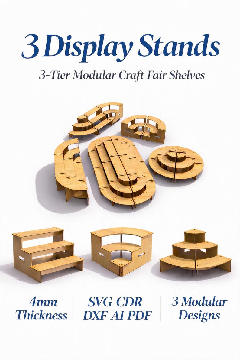 3 Design Modular Retail Display Stand SVG Bundle, Corner Craft Fair ...