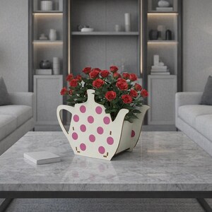 Caja para bolsitas de té con tetera SVG: Decoración de mesa cortada a láser (3-6 mm)