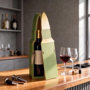 Caja de vino Bullet SVG: archivos cortados con láser, caja de licor (descarga digital)