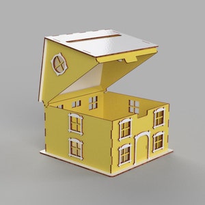 Hochzeitshaus 3,4, 6 mm Laserschnittdatei Laser geschnittene Hausform Geschenkbox glowforge cnc Haus Geschenk svg Haus geformt dxf download DXF cdr SVG ai