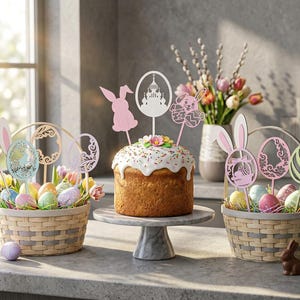 Easter Bunny Ears SVG Laser Cut File: Cake Topper, Egg Hunt (Digital Download)