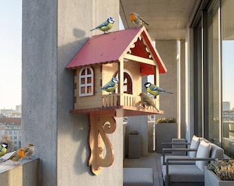 Laser Cut Birdhouse Plan: 4mm 6mm Vector File (SVG, DXF, PDF)