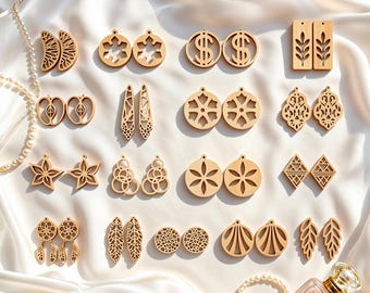 Laser Cut Earring Bundle, Wood Jewelry SVG Files, Boho Geometric Designs (Digital Download)
