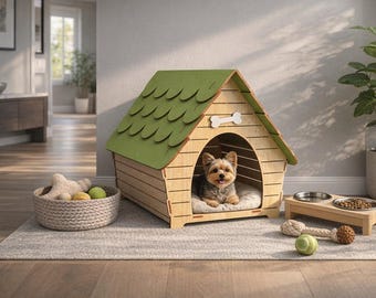 Dog House Plans SVG: CNC Dog Bed Template, 4 Sizes (Digital Download)