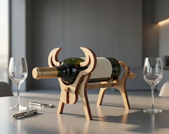 Geometric Bull Wine Holder, Laser Cut File, Stock Market Decor 10mm (Digital Download)