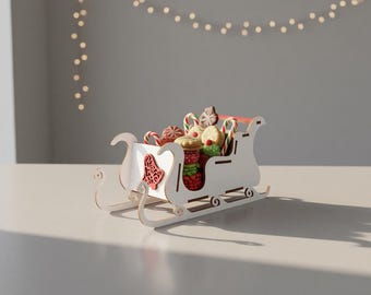 Santa Sleigh CNC Vector: Christmas Table Decor Laser Cut File (Digital Download)