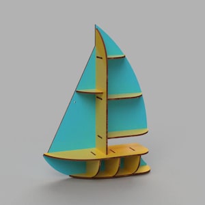 Sail Bookcase cnc template cutting file Sliced 3d Model Floating Shelves Hanging Bookshelf Bookshelves Wall Shelf Living Room 8 mm