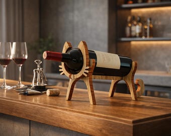 Laser Cut Cat Wine Holder 10mm (cnc, dxf, cdr, svg)