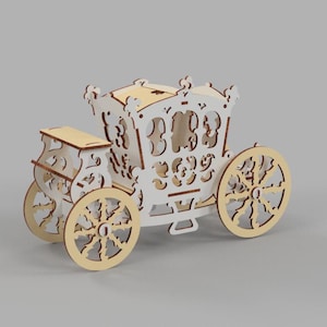 Wóz konny, przyczepa kempingowa, powóz dla kucyków, pobieranie cyfrowe w formacie SVG, pudełko na powóz, glowforge, wycinane CNC, wóz powóz, pudełko na kosz na kwiaty, 3, 4, 6, 8 mm.