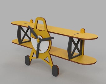 3D Airplane Shelf SVG: Laser Cut CNC Files (3, 10 mm)