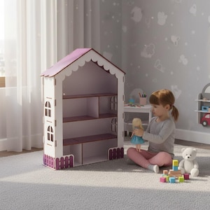 Archivo de corte SVG para estante de casa de muñecas, planos para CNC de librería de madera en miniatura (descarga digital)