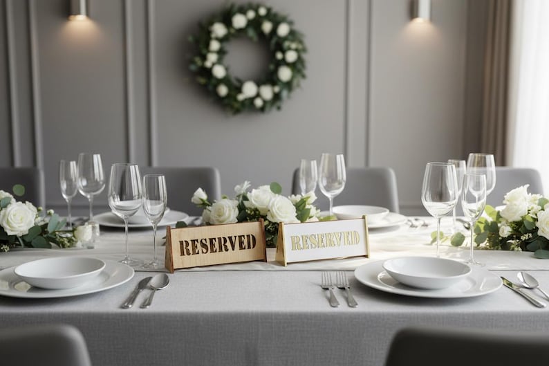 Reserved Table Sign Svg Modern Reserved Table Signs SVG, Laser Cut Files, Event Decor (digital ...