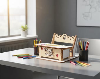 Laser Cut School Desk Organizer SVG | Teacher Appreciation Pencil Holder (Digital Download)
