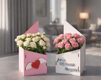 Laser Cut Flower Envelope Box SVG Template (Digital Download)