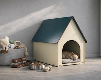Dog House SVG Plan: Laser Cut Plywood Pet Furniture (DXF, Glowforge Files)