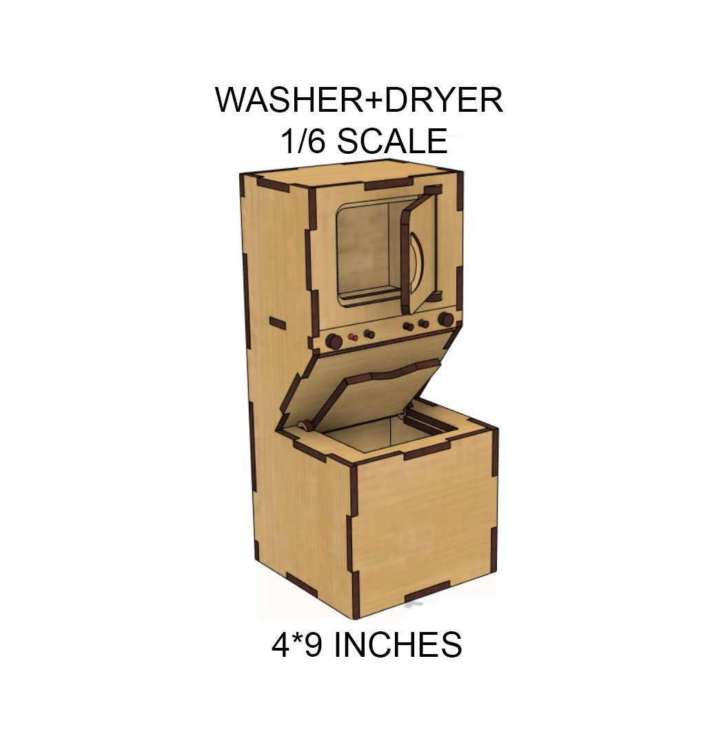 1/6 scale vector file dollhouse washer and dryer laser cut | Etsy