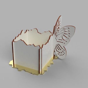3 cartons !!! panier papillon laser cut box router projet cdr décor boîte dxf fichier ai format svg - 3 tailles - 3, 4, 6 mm.