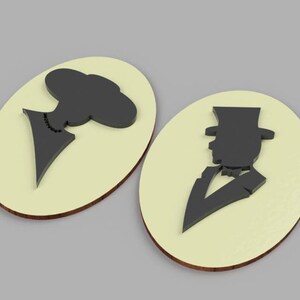 Wood Restroom Sign Bathroom Accessory Door Plaque Toilet Icon Female Male Figurines WC Signage Home & Office Decor