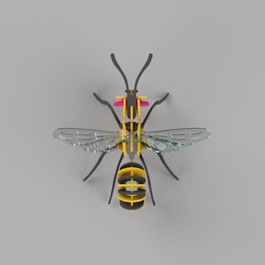 Wasp 3D model puzzle Laser Cut File digital file template SVG, DXF, CDR, vector plans Glowforge files Instant download 3, 4, 6, 8 mm.