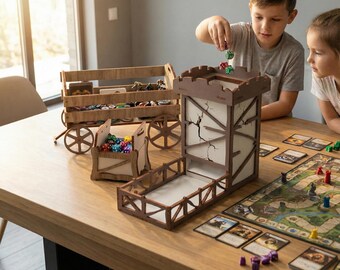 Laser Cut Wood Dice Tower Model: Castle Design (Digital File)