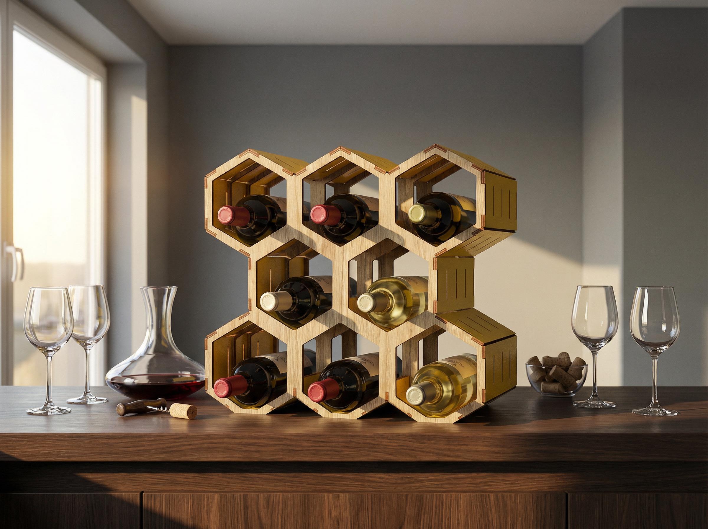 Cnc Router Wine Rack Hexagonal Wine Rack Mini Bar CNC Router Files (4mm Material) - Etsy