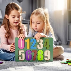 3D Montessori cijferpuzzel SVG, houten telspeelgoed lasersnijbestand, wiskundespel voor kleuters Glowforge xTool sjabloon, digitale download