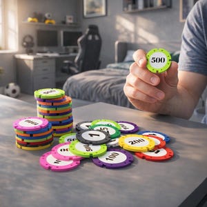 Fiches da poker in legno 3D in formato SVG, file per taglio laser per giochi da casinò, accessorio da tavolo (download digitale)