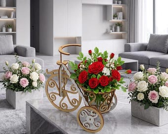 Tricycle Flower Stand Laser Cut Files: CNC Router Plan (3.0 mm)