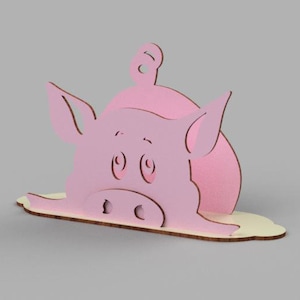 Schwein Serviettenhalter Vektor Vorlage Tischdeko glowforge Datei - format SVG cdr dxf AI - 4.00 mm