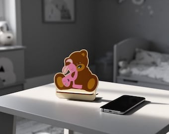 Bear Phone Stand Laser Cut File | Teddy Bear Mobile Holder DXF (Digital Download)