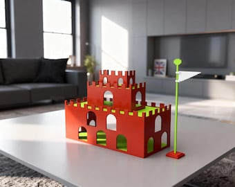 Plano de modelo de castillo cortado con láser, juguete de madera 3D (4 mm) (svg, cdr, dxf, ai, pdf)