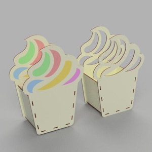 laser cut cake box for flowers vector file dxf svg cdr for CNC box storage Ice-cream vector plan template for glowforge - 3, 4, 6 mm.