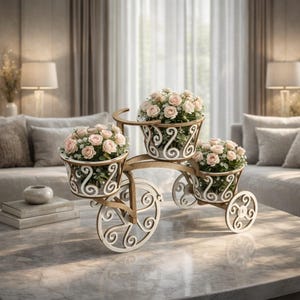 Bloemenstandaard driewieler SVG: lasergesneden CNC-plan (6,0 mm)