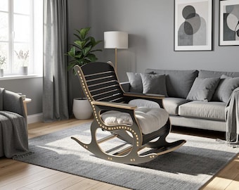 Wooden Rocking Armchair Template: Laser Cut Plans (SVG DXF CDR)
