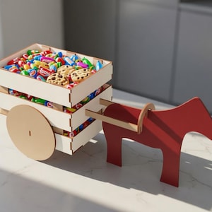 Candy Box SVG File Laser Cut Box Template Cake Stand DXF Plan Catering Cart Glowforge Files 3D Puzzle Wood Plan Snack Box Laser Cut Files