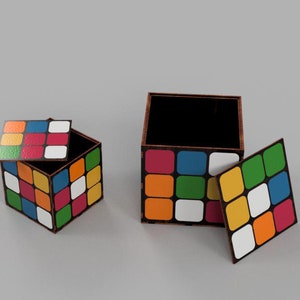 Cube Decorative Wooden Box Laser Cut Files with Lid Storage Box Laser Cutting Files Glowforge svg 2 sizes.