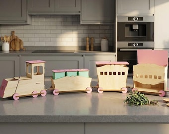 Laser Cut Train Spice Rack SVG – 3D Locomotive Kitchen Organizer (Digital Download)