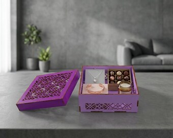 Wedding Memory Box SVG, Wooden Jewelry Box, Care Package for Her, Laser Cut Mandala, Spa Gift Basket, Keepsake Box SVG, Box Laser Cut File