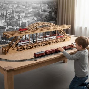 Maqueta de puente en miniatura de madera contrachapada: Plano vectorial cortado a láser (4 mm) (Descarga digital)