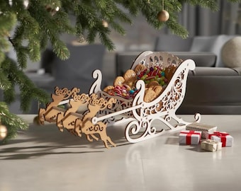 Laser Cut Christmas Sleigh SVG Candy Holder - CNC Files (Digital Download)
