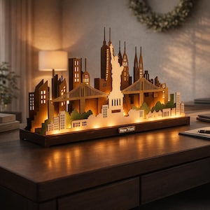 New York Skyline SVG Brooklyn Bridge Art Cnc-Pläne 4 größen Digitale Datei