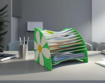 A4 Flower Desk Organizer Laser Cut File – 3D Paper Tray SVG (Digital Download)