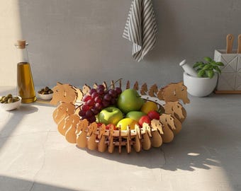 Bol à fruits découpé au laser, bol en contreplaqué, panier de fruits SVG, plans de travail du bois, centre de table, bol DXF