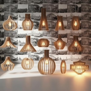 Wooden Parametric Lamp Shade Laser Cut Files: CNC Router Set of 15 (Digital Download)