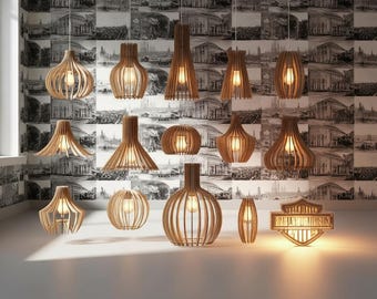 Wooden Parametric Lamp Shade Laser Cut Files: CNC Router Set of 15 (Digital Download)
