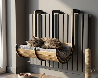Katze Heizkörper Bett SVG: Laser geschnitten Holz Haustier Möbel Pläne (10 mm Sperrholz)