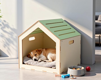 Minimalist Dog House SVG: Plywood Pet Furniture Laser Cut File (DXF, CNC)