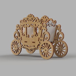 Carrozza di Cenerentola 3D SVG: scatola regalo, centrotavola per feste (download digitale, 4 dimensioni)