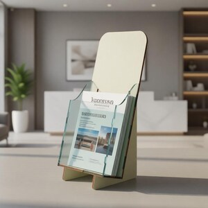 Support de brochure minimaliste fichier découpé au laser - porte-revues 3D SVG (téléchargement numérique)