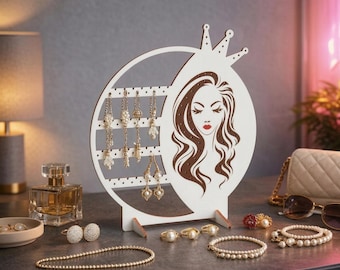 Woman Silhouette Jewelry Stand Laser Cut File | Earring Holder, Vanity Decor (SVG, DXF)